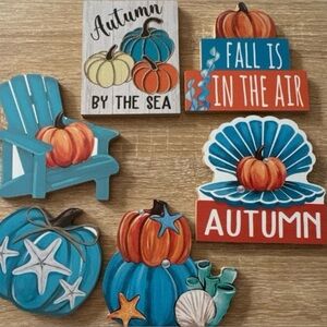 Fall Beach decor sea ocean pumpkin beach house NEW signs table top